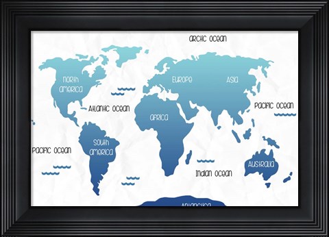 Framed Continental Map I Print