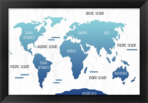 Framed Continental Map I Print