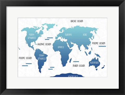 Framed Continental Map I Print