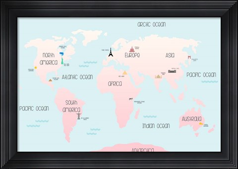 Framed Continental Map II Print