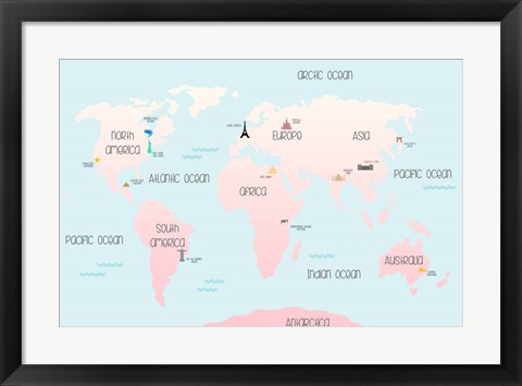 Framed Continental Map II Print