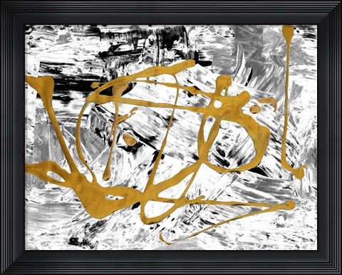 Framed Melting Colors and Gold II Print