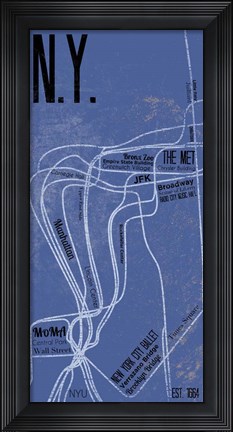 Framed N.Y. Grid Panel Print