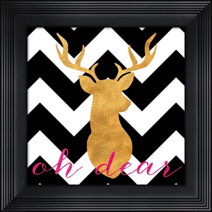 Framed Gold Stuff On Chevron I Print