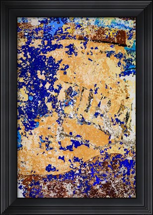 Framed Peeling, Weathered Paint Blue and orange Print