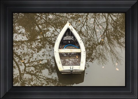Framed Maine Georgetown Boat and Reflection Print