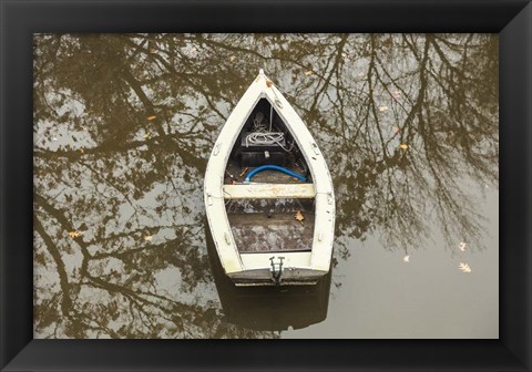 Framed Maine Georgetown Boat and Reflection Print