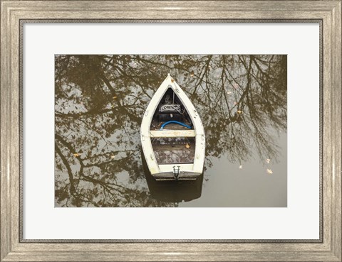 Framed Maine Georgetown Boat and Reflection Print