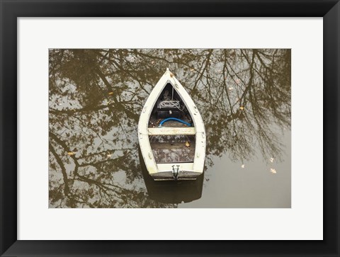 Framed Maine Georgetown Boat and Reflection Print