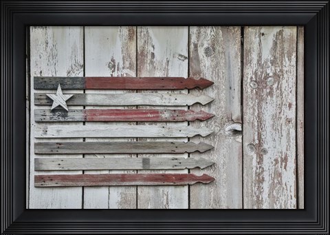 Framed American Flag in Benge Print