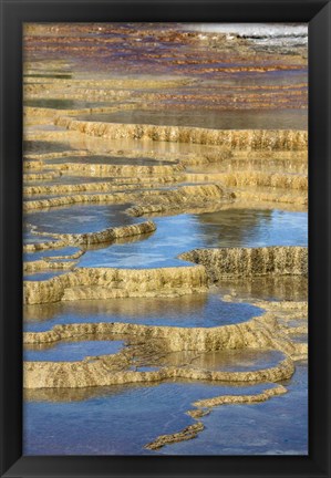 Framed Mineral Deposit Formation, Yellowstone National Park Print