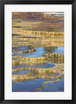 Framed Mineral Deposit Formation, Yellowstone National Park Print