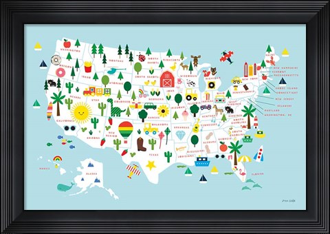 Framed Fun USA Map Print