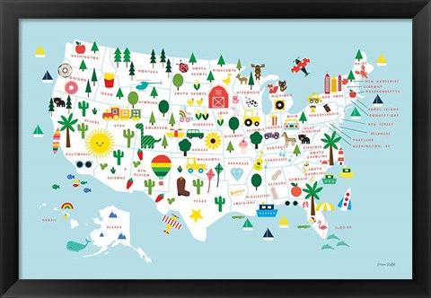 Framed Fun USA Map Print