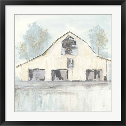 Framed White Barn V Print