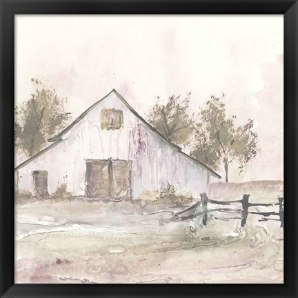 Framed White Barn II Print