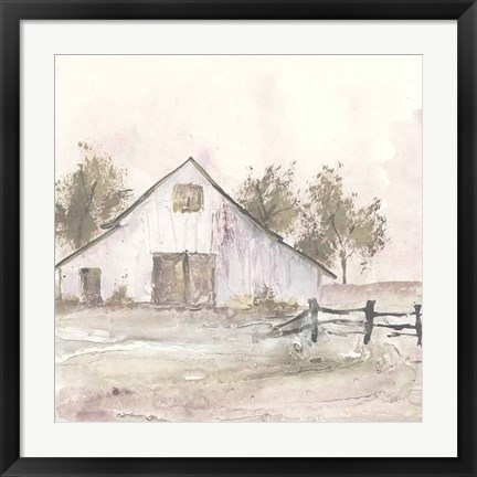 Framed White Barn II Print