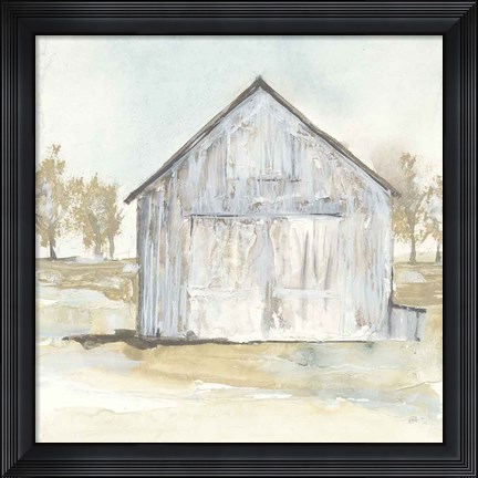 Framed White Barn I Print