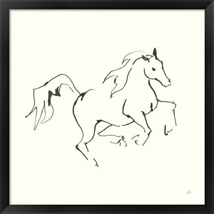 Framed Line Horse V Print