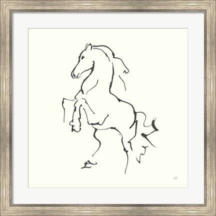 Framed Line Horse I Print