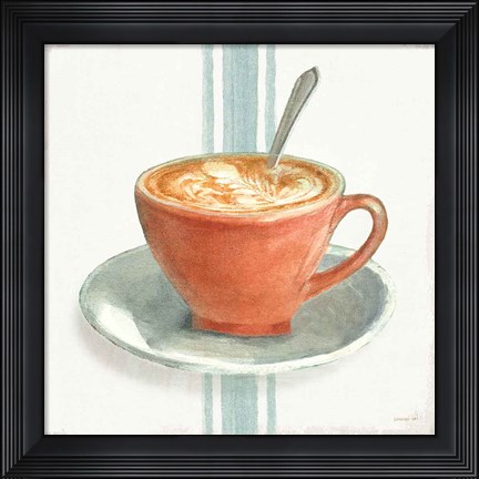 Framed Wake Me Up Coffee III With Stripes No Cookie Print