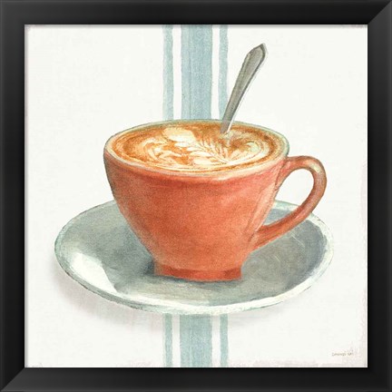 Framed Wake Me Up Coffee III With Stripes No Cookie Print