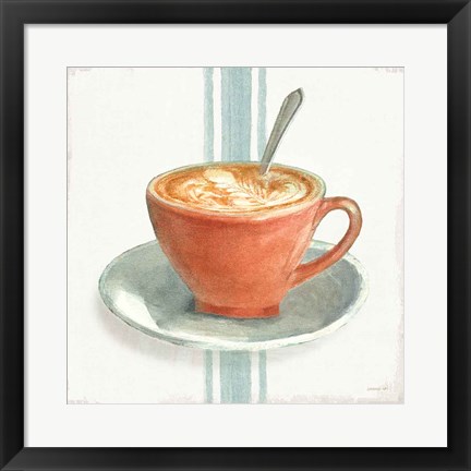 Framed Wake Me Up Coffee III With Stripes No Cookie Print