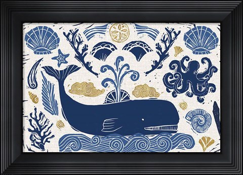 Framed Primitive Sea I Print