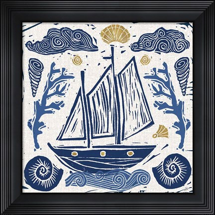 Framed Primitive Sea V Print