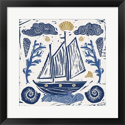 Framed Primitive Sea V Print