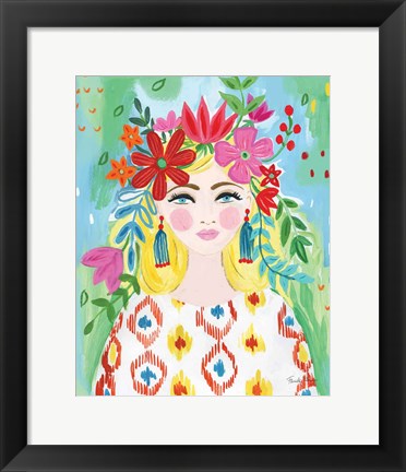 Framed Boho Girl I Print