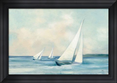 Framed Sailboats at Sunrise Print