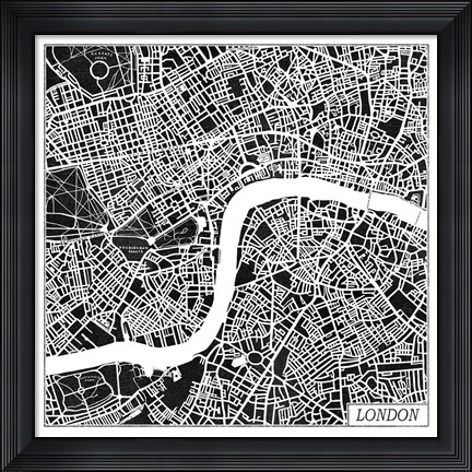 Framed London Map Black Print