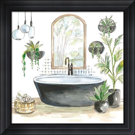 Framed Black Bathtub II Print