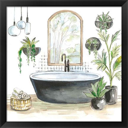 Framed Black Bathtub II Print