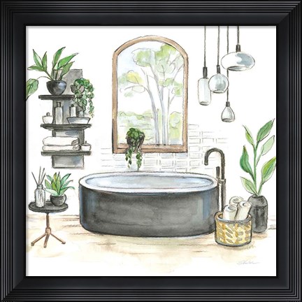 Framed Black Bathtub I Print