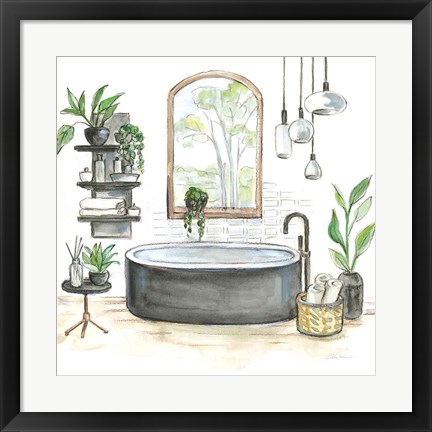 Framed Black Bathtub I Print