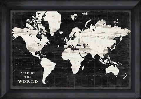 Framed World Map Black Print