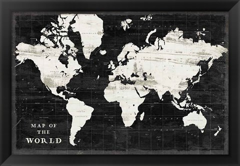 Framed World Map Black Print