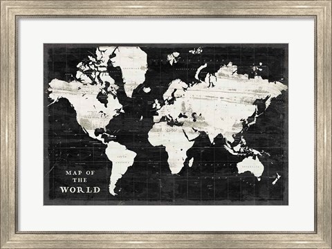 Framed World Map Black Print