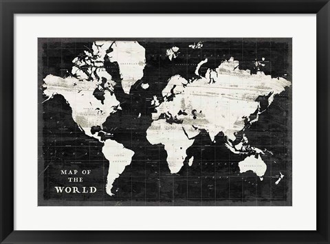 Framed World Map Black Print