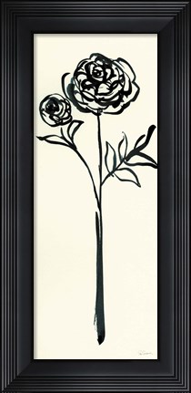 Framed Floral Line I on Cream Print