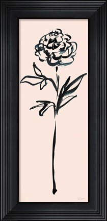 Framed Floral Line II on Pink Print