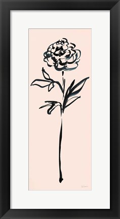 Framed Floral Line II on Pink Print