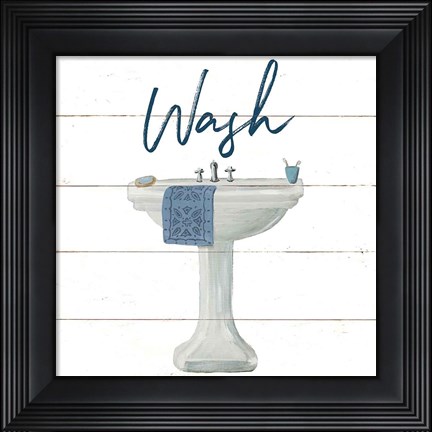 Framed Cottage Bath I Print