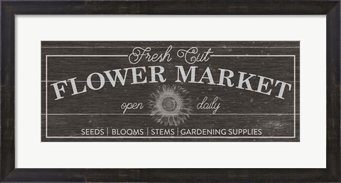 Framed Flower Market I Dark Wood Print