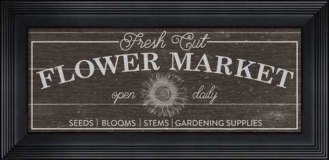 Framed Flower Market I Dark Wood Print