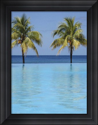 Framed Infinity Pool Surrounded By Palm Trees Print