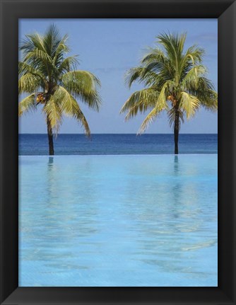 Framed Infinity Pool Surrounded By Palm Trees Print