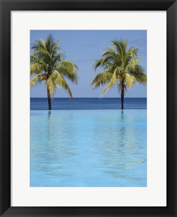 Framed Infinity Pool Surrounded By Palm Trees Print